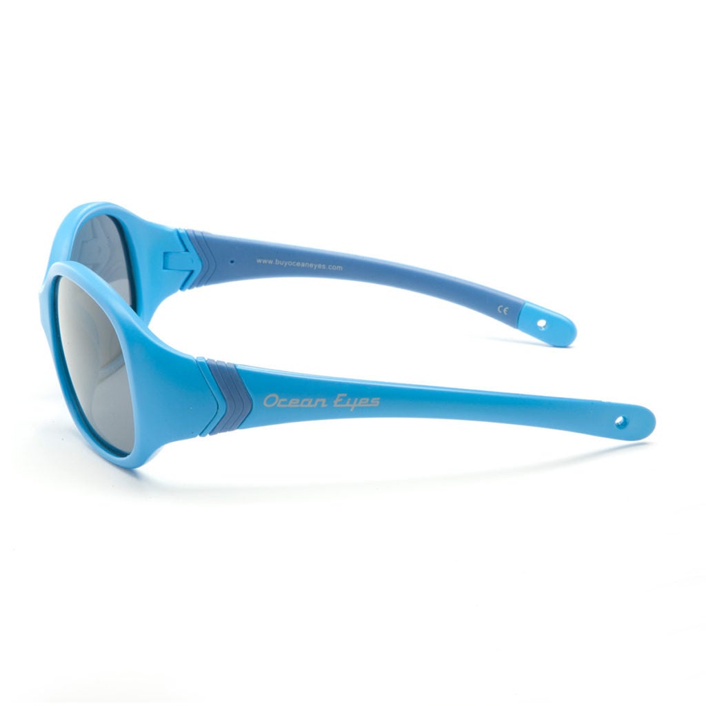 Sand Dollar Kid s matte light blue w navy frame with smoke lenses 2067 1 Ocean Eyes Sunglasses