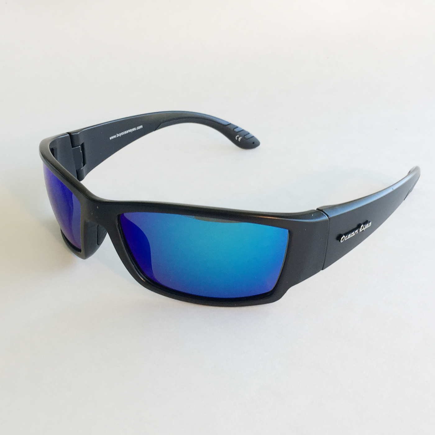Fish On PC Matte Black Frame with Blue Mirror Lenses 3050PC1 Ocean